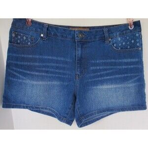 Bit & Bridle Womens Sz 16 Jean Shorts Denim Design Accents Casual Western Aztec